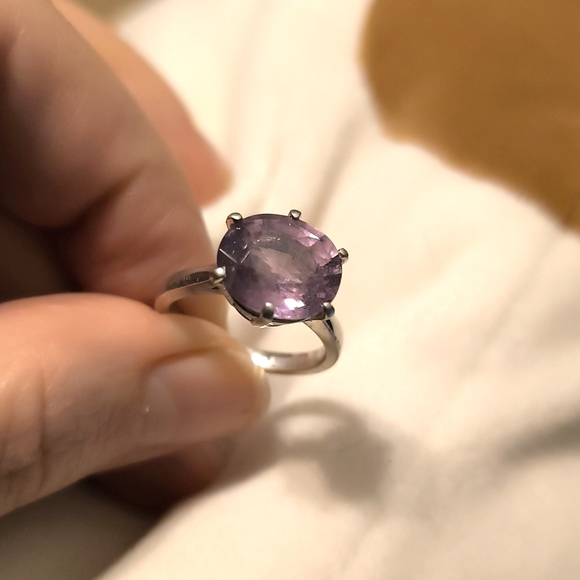 Large Natural Pink Mauve Grey Blue Color Change Sapphire In Sterling Silver Ring - Picture 8 of 9